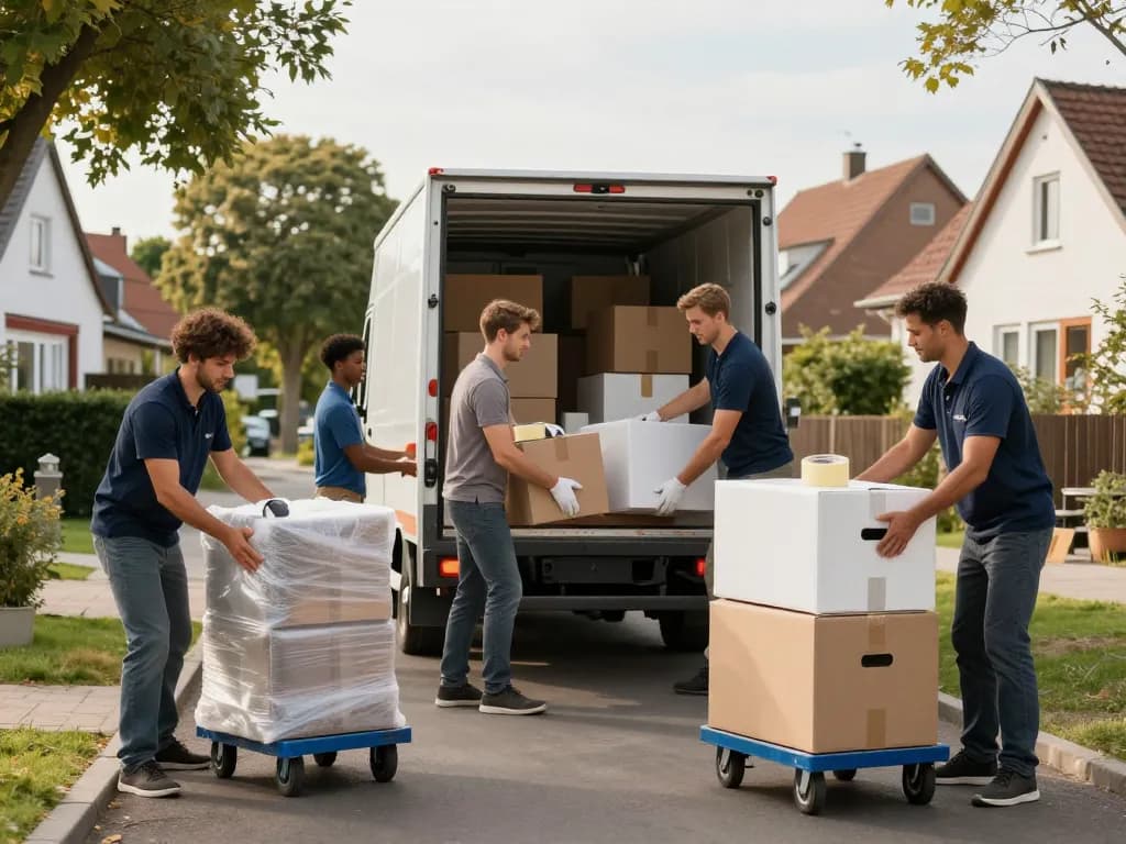 Zuverlässiges Umzugsunternehmen Hannover-Team packt fleißig für einen stressfreien Umzug.