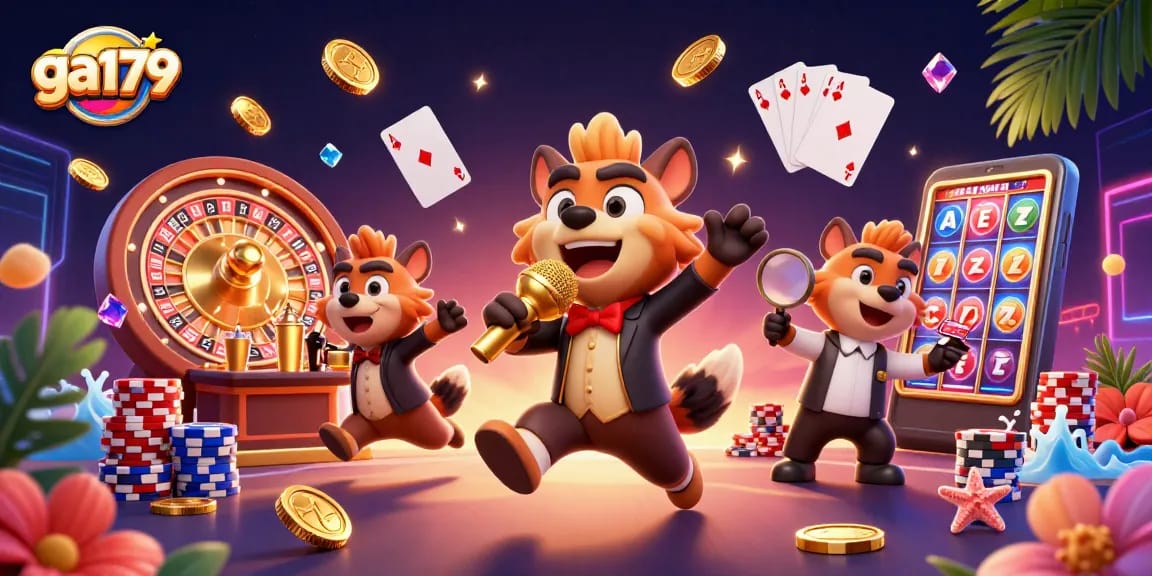 Engage in exciting games at ga179, featuring a vibrant hyena comedy casino club atmosphere.