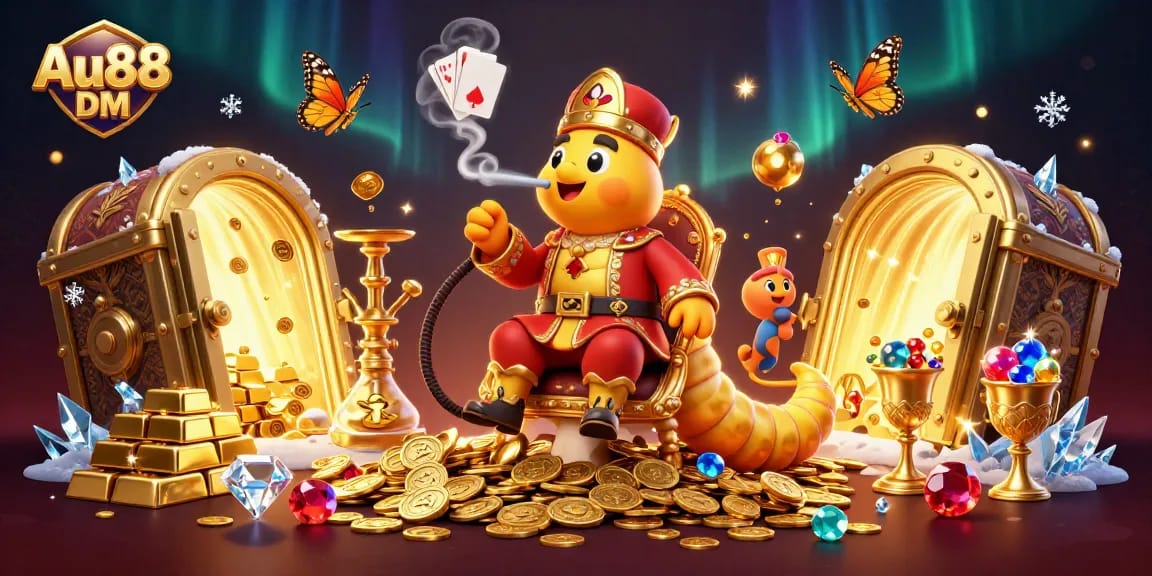 Play poker and win big with Au88 DM in this vibrant, fantasy casino scene!