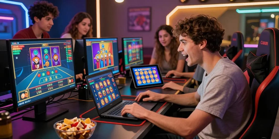 Engaging online gaming scene at https://79club.dev/ with players enjoying live casino and slot games in a modern, vibrant setting.