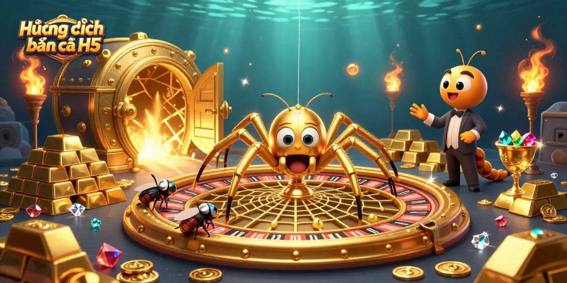 Engage in the exciting Hướng dẫn chơi Bắn cá H5 experience with a dynamic underwater scene filled with treasures and action.