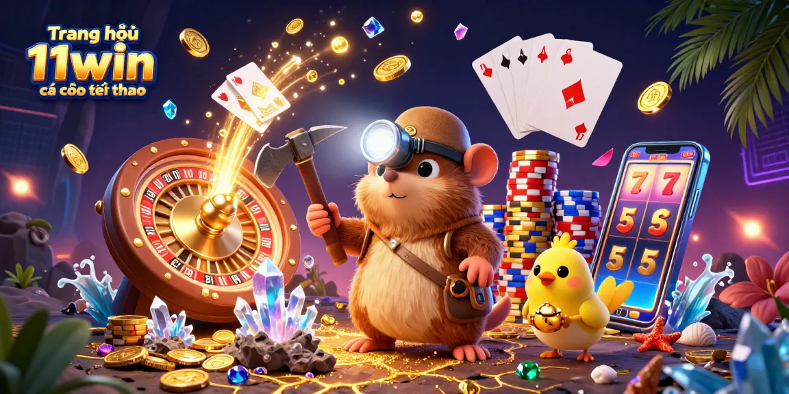 Engage in thrilling sports betting at Trang chủ 11win cá cược thể thao, featuring lively casino elements and gold treasures.