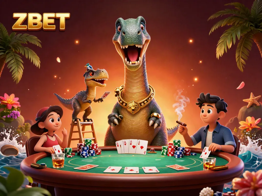 ZBET offers an exciting poker scene with a brontosaurus and clever raptor card dealer.