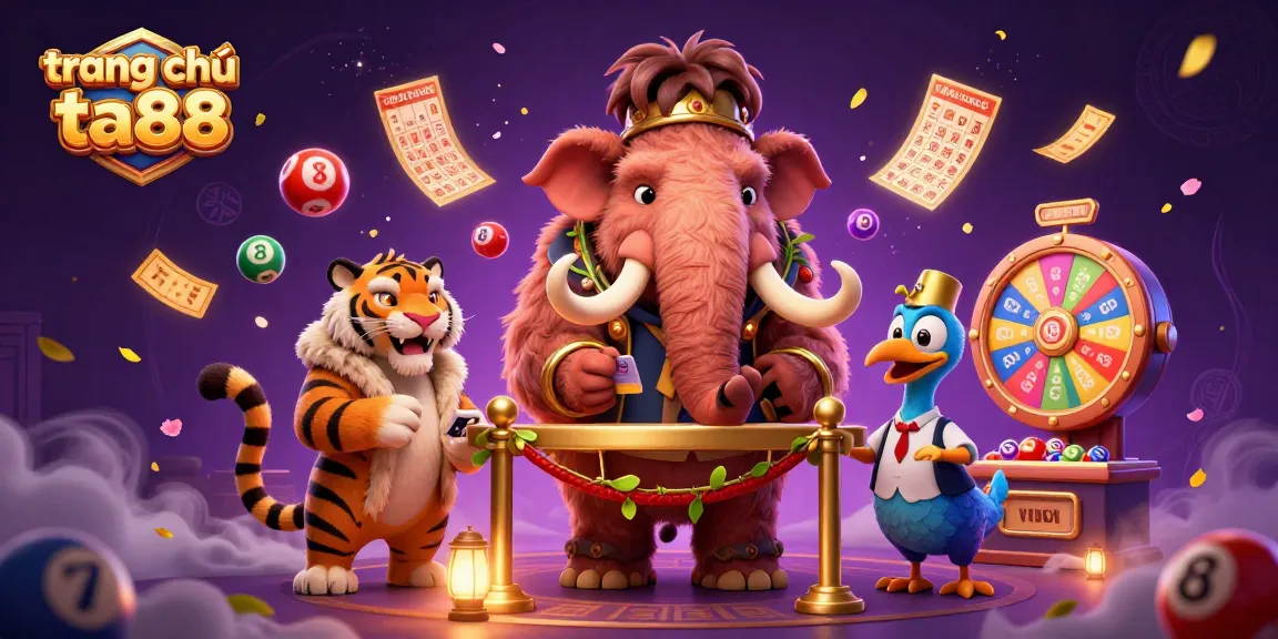 Engage with the vibrant world of trang chủ ta88, featuring an animated casino scene with colorful lottery elements.