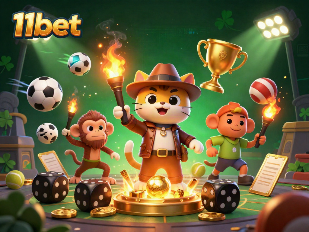 Engage in exciting gameplay at 11bet with our vibrant 3D casino illustration, showcasing adventure and winning moments.