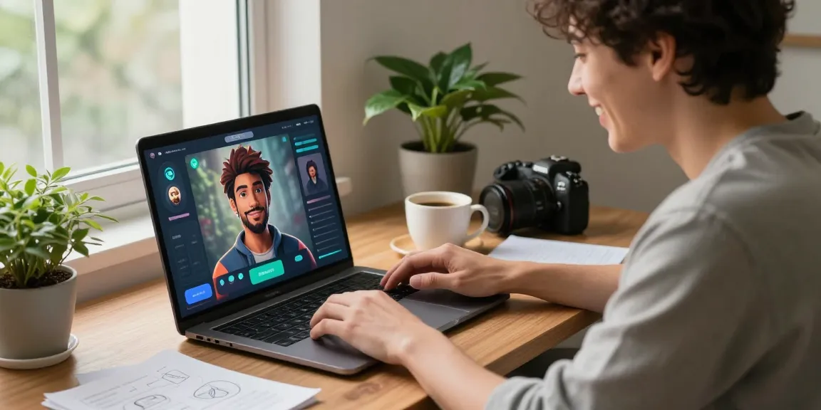 Engaging with NSFW character AI in a cozy home office, showcasing user interaction and digital storytelling.