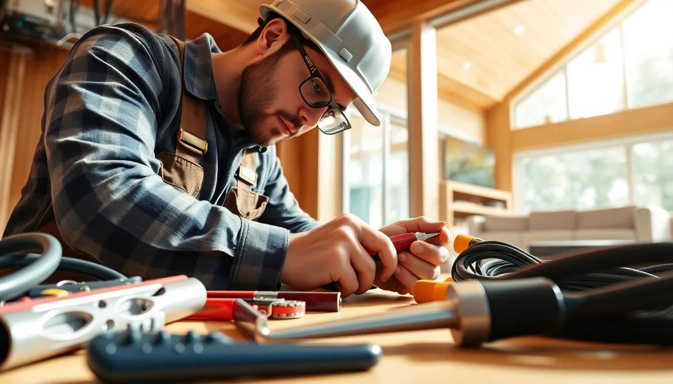 Electrician West Vancouver performing electrical work in a residential setting.