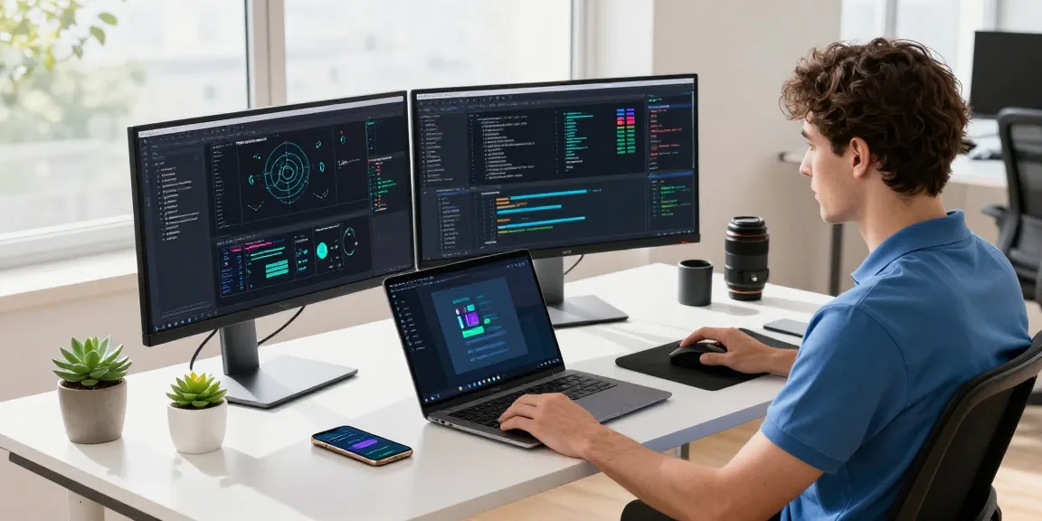快连 software developer using innovative technology in a modern workspace