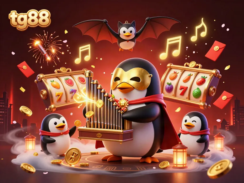Experience thrilling moments at tg88 with a playful penguin and immersive slot game elements
