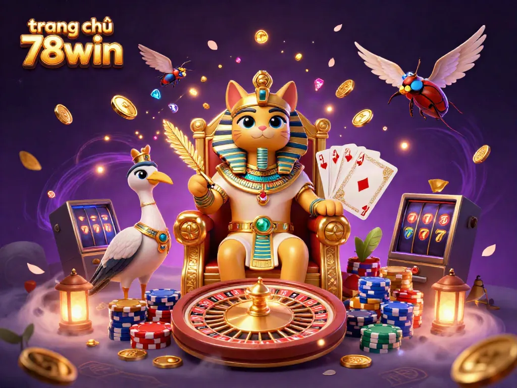 Experience the vibrant world of gaming at trang chủ 78win with a rich display of casino elements and captivating characters.