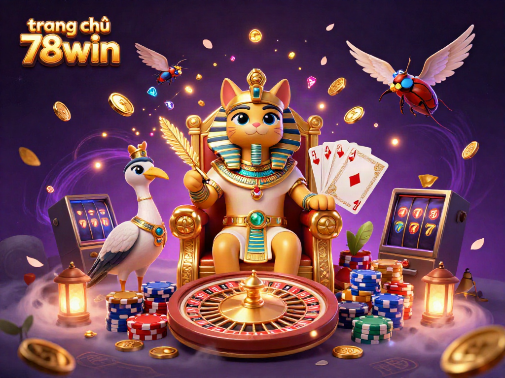 Experience the vibrant world of gaming at trang chủ 78win with a rich display of casino elements and captivating characters.
