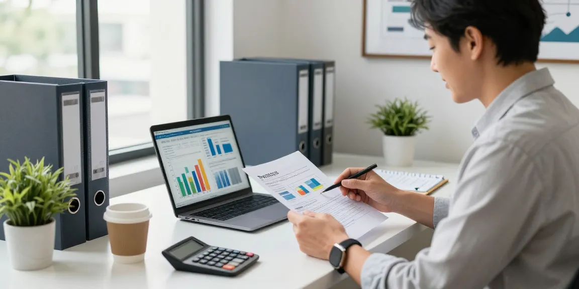 accounting services for small business showcased in a modern office with accountant analyzing financial documents