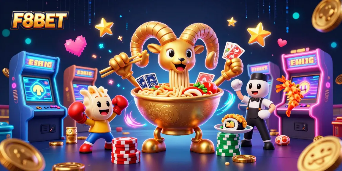 Experience thrilling gameplay at F8BET with our colorful casino-themed vibrant 3D illustration.