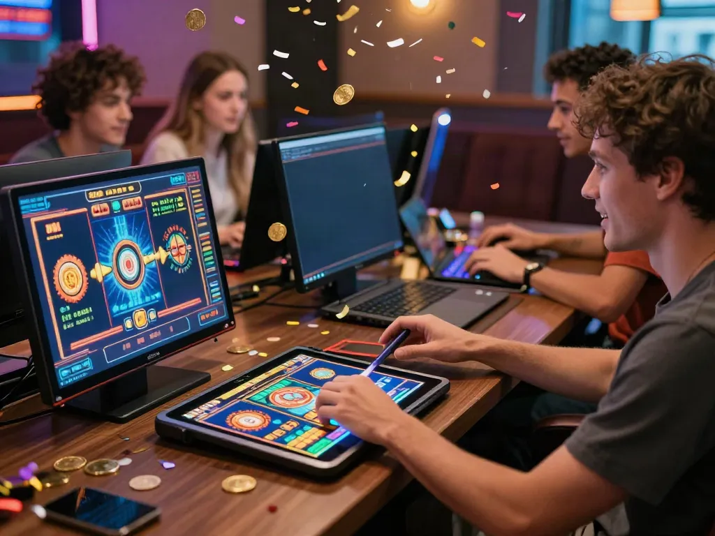 Engaging online gaming experience at https://du88az.net/ with friends enjoying virtual casino games.