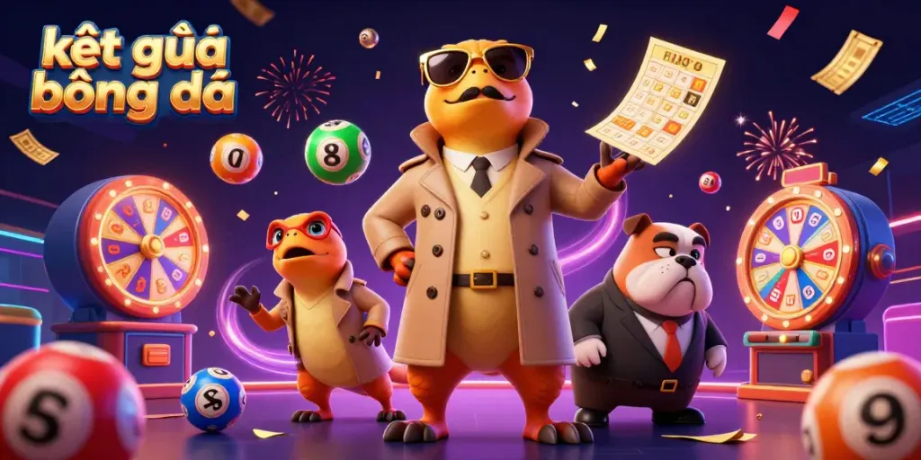 Experience kết quả bóng đá with vibrant 3D cartoon characters in a dynamic casino setting.