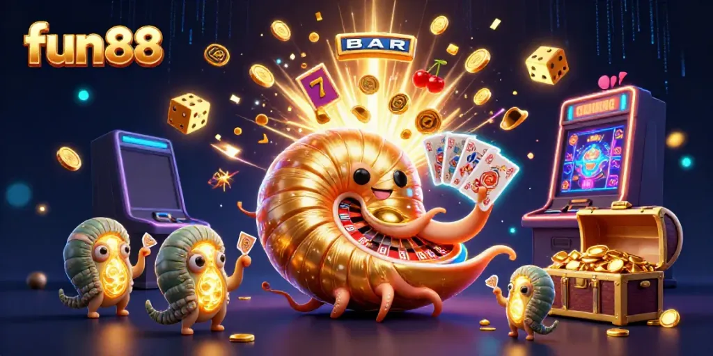 Experience the excitement of fun88 with an animated nautilus roulette and vibrant casino elements.