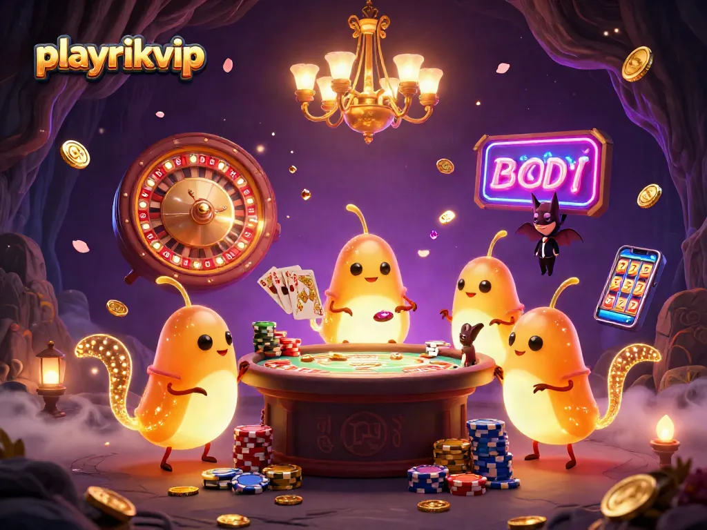 Engage in the excitement of playrikvip within a vibrant casino illuminated by bioluminescent glowworms.