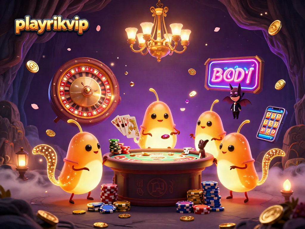 Engage in the excitement of playrikvip within a vibrant casino illuminated by bioluminescent glowworms.