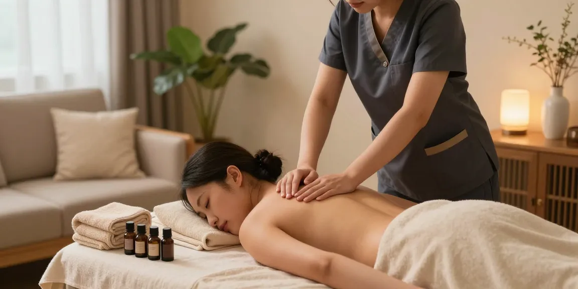광명출장마사지 professional therapist providing relaxing massage in a serene home setting.