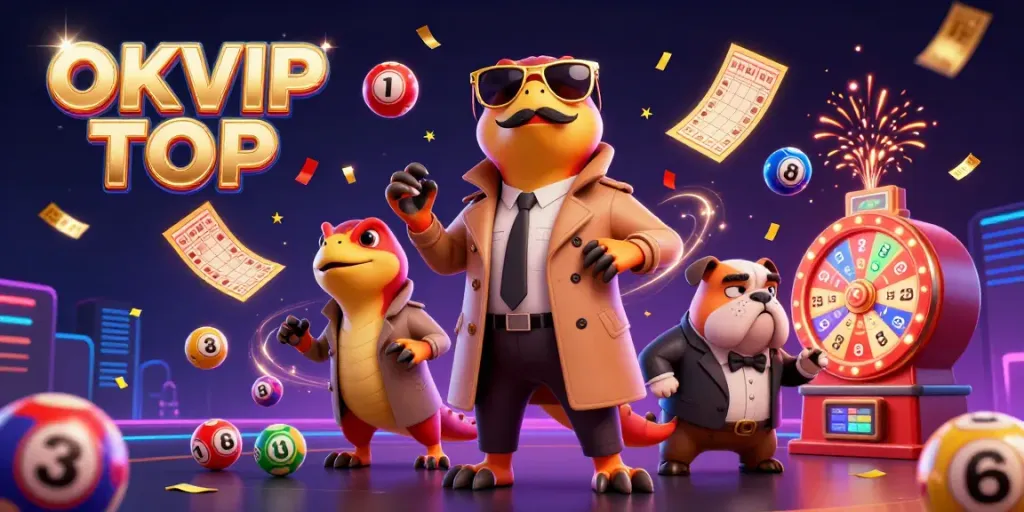 Experience the excitement of OKVIP TOP as raptors sneak into a casino with vibrant games around.