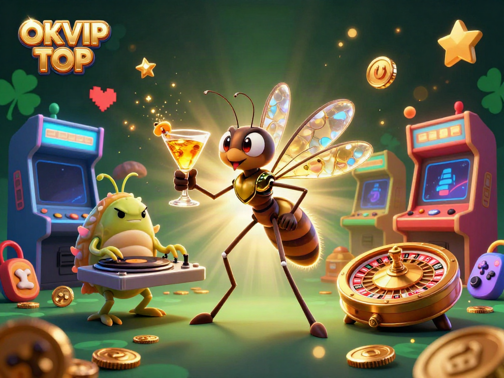 Experience OKVIP TOP with vibrant casino games, colorful characters, and energetic gameplay.