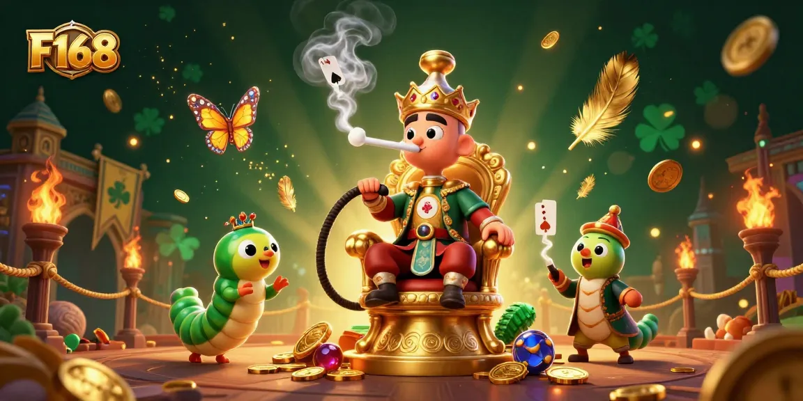 Engage in F168's thrilling casino experience with vibrant gaming elements and unique characters.
