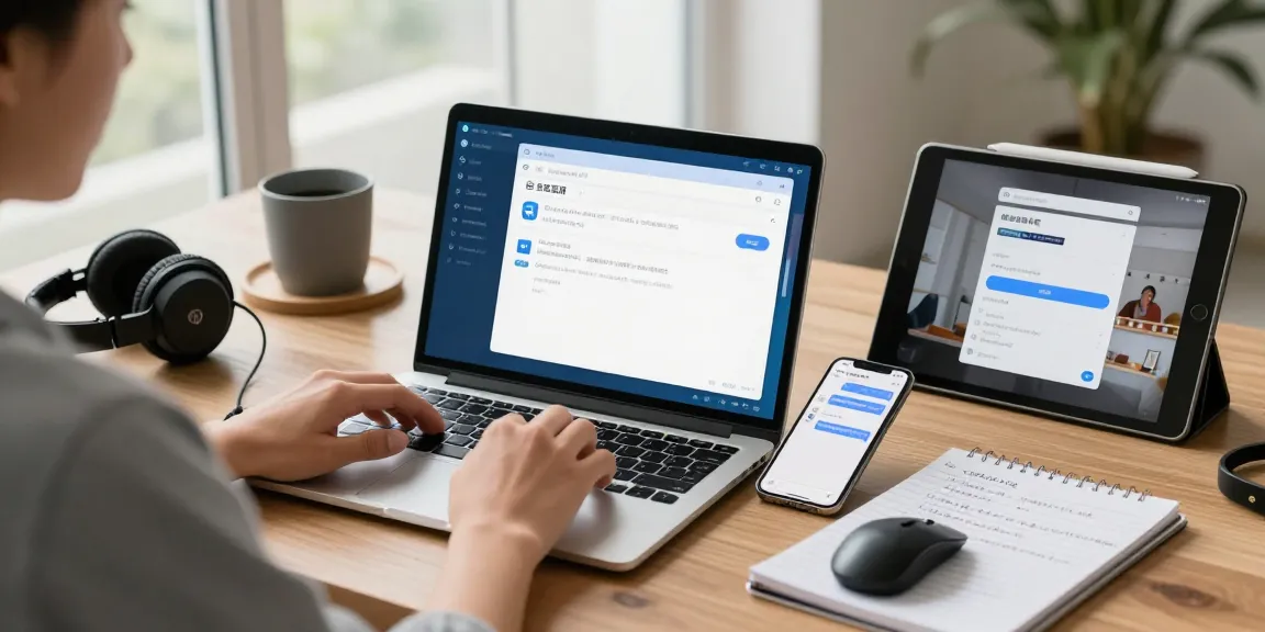 User setting Telegram Chinese language on laptop in a tech workspace