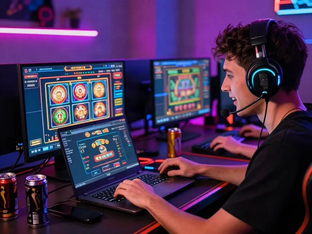 Engaged player enjoying online gaming on https://sky88tg.com/ with vibrant visuals.