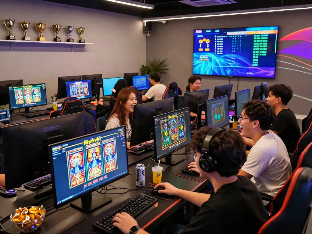 Players enjoying diverse games on Nohuwin, showcasing vibrant graphics and a lively gaming atmosphere.