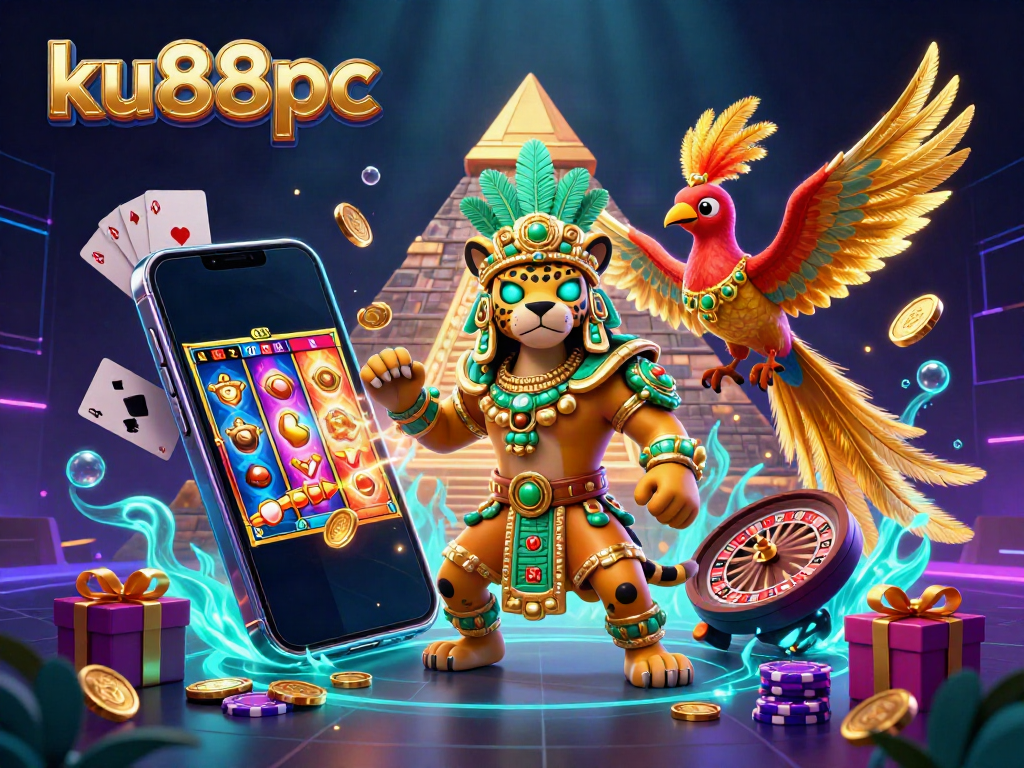 Engaging scene of ku88pc featuring a vibrant Mayan priest and a quetzal bird surrounded by captivating slot elements.