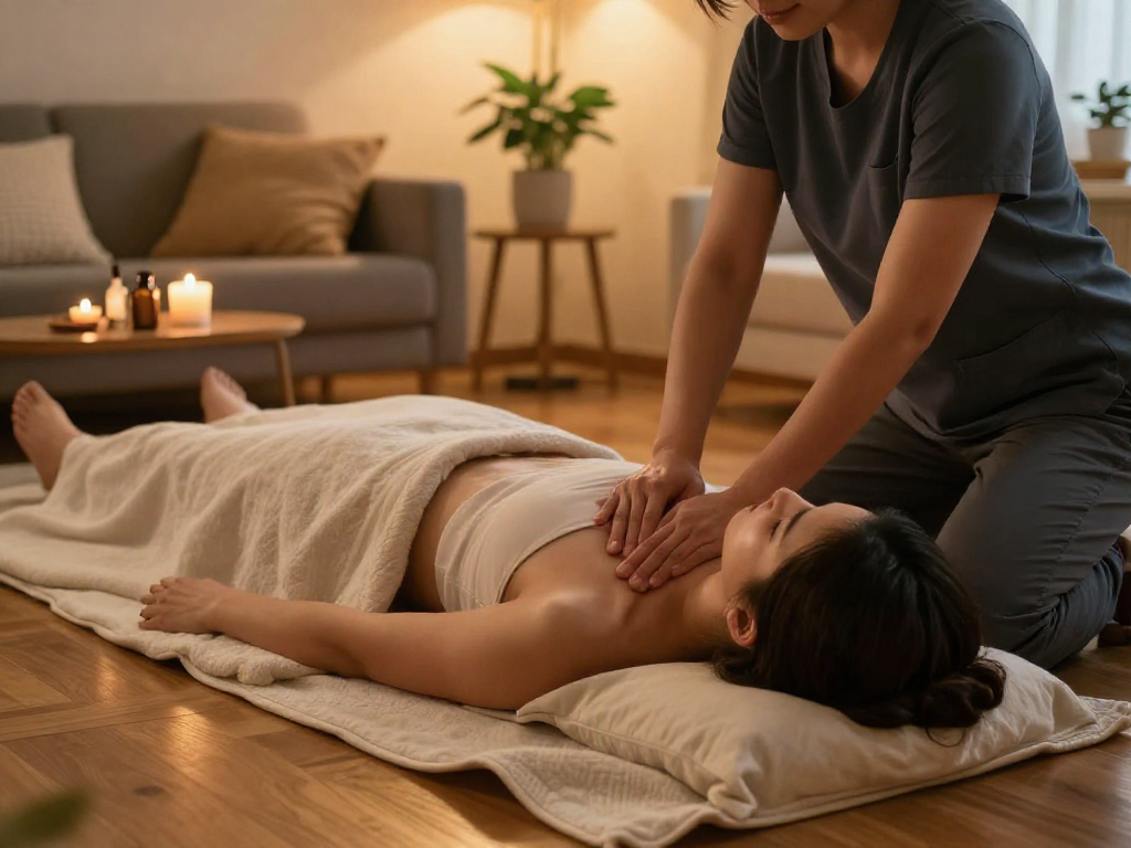 부천출장마사지 providing a relaxing experience in a serene home setting