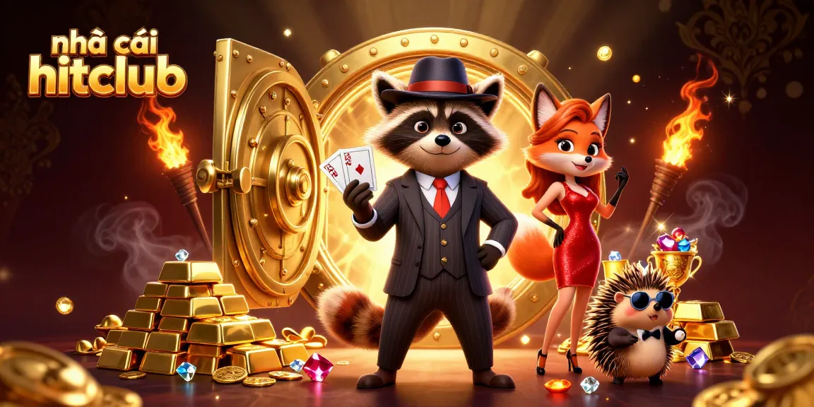 Experience the thrill at nhà cái hitclub with a charming raccoon and fox in a lavish casino for a winning adventure.