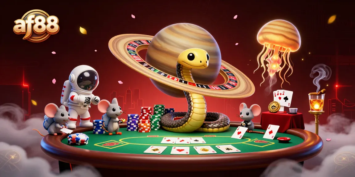 Experience af88's thrilling casino scene with unique characters and vibrant gaming elements.