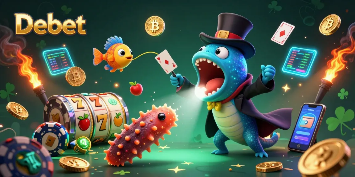 Experience the magic of Debet casino with lively characters and thrilling slot game elements.