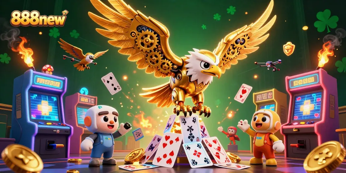 Experience thrilling wins with 888new's vibrant casino games featuring a 3D eagle and lively visuals.