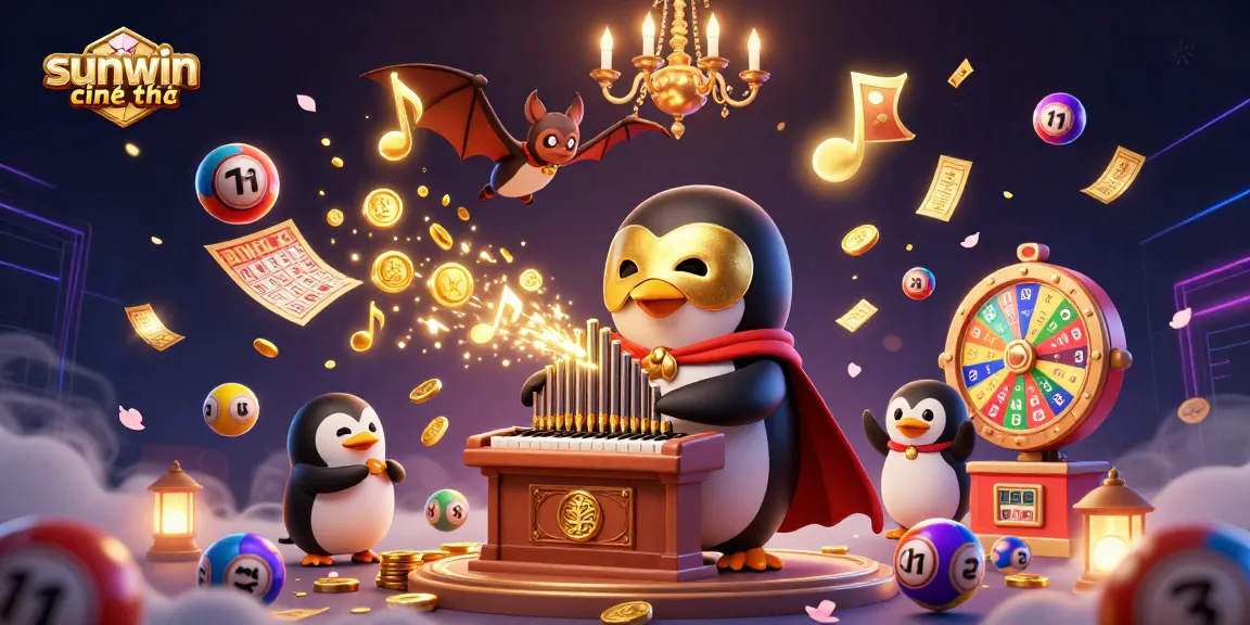 Enjoy the vibrant fun of sunwin chính thức casino with a penguin playing an organ as golden coins rain down.