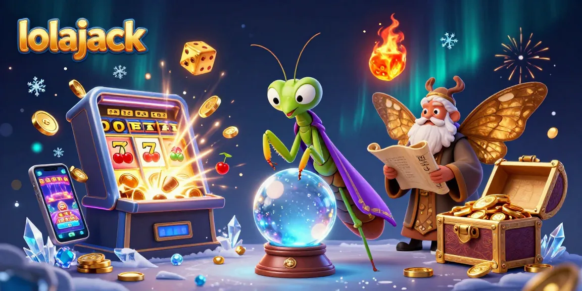 Experience thrilling gaming at lolajack casino with dynamic slot machines, coins, and vibrant characters.