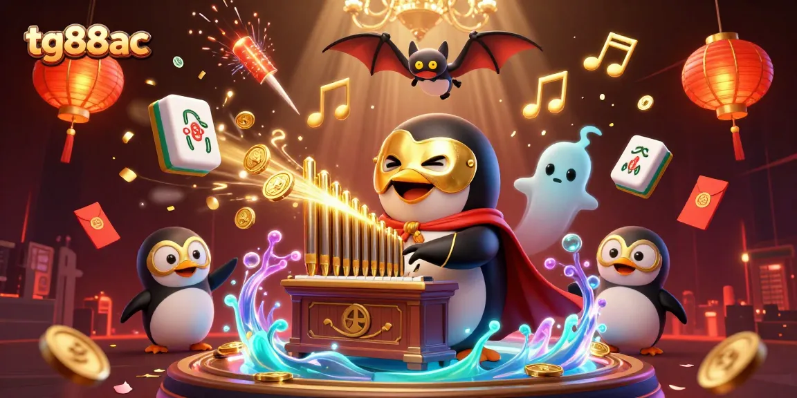 Enjoy the excitement at tg88ac with a 3D illustration featuring a penguin playing an organ showering coins, symbolizing the thrill of gaming.