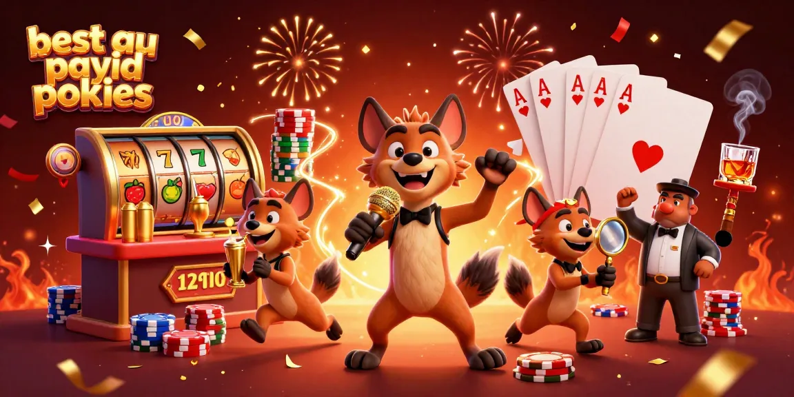 Spin slot reels with rewards in best au payid pokies format featuring hyenas in a lively casino club.