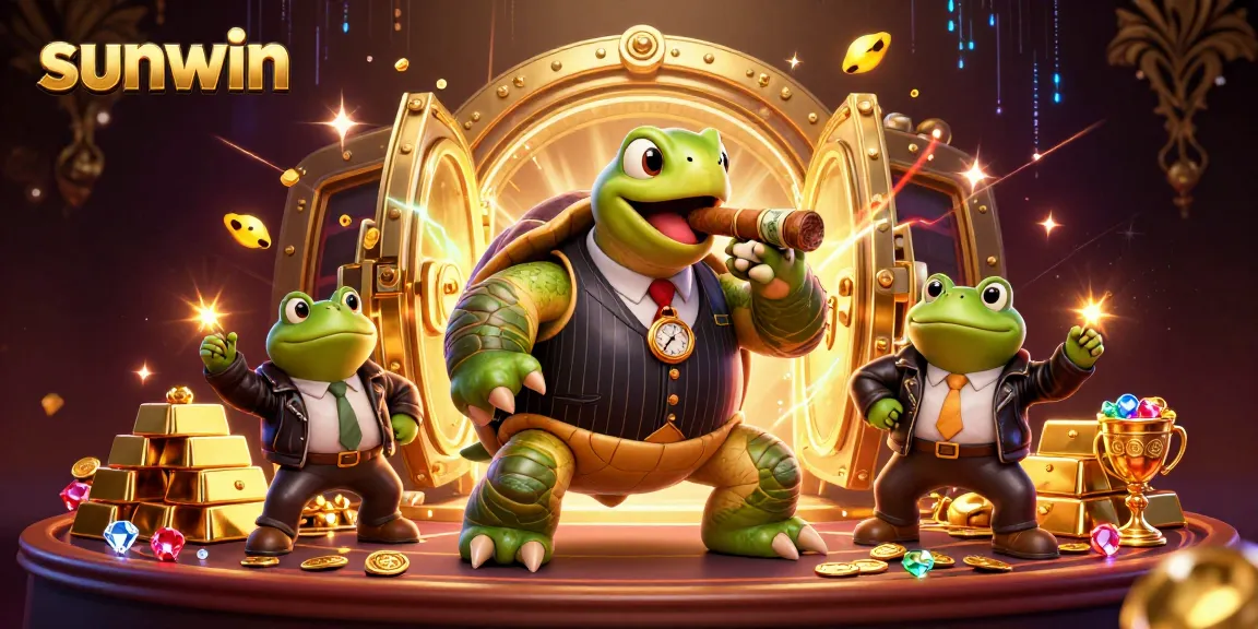 Win big with sunwin at this lively casino-themed illustration filled with dazzling treasures.