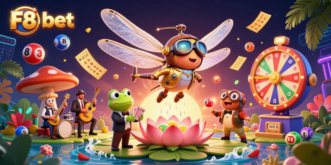 Win exciting prizes with F8 bet in a vibrant casino scene featuring dynamic lottery action.
