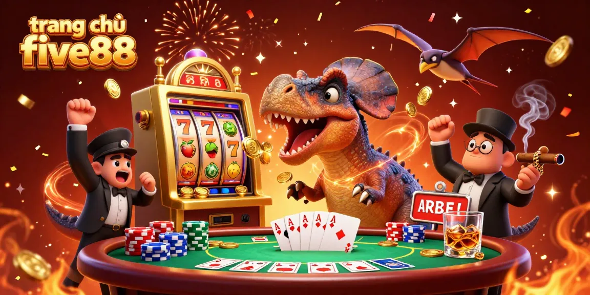 Experience the excitement of trang chủ five88 as a pachycephalosaurus wins at slots, coins flying everywhere.