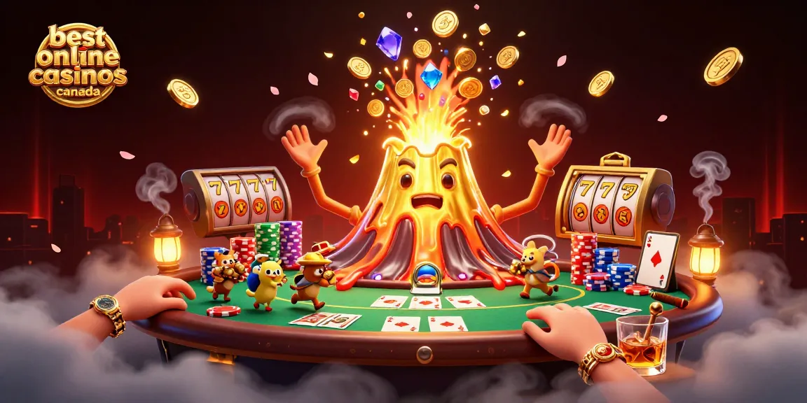 Experience the thrill at the best online casinos Canada with an erupting golden volcano of treasures.