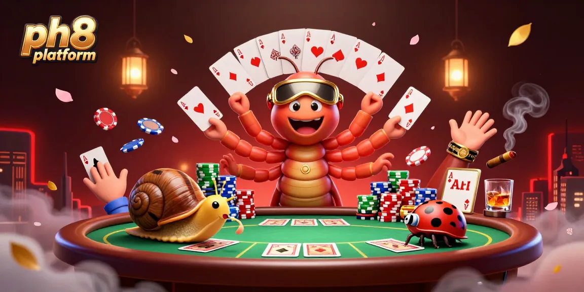 Experience thrilling gameplay with the ph8 platform featuring vibrant 3D characters and a dynamic poker scene.
